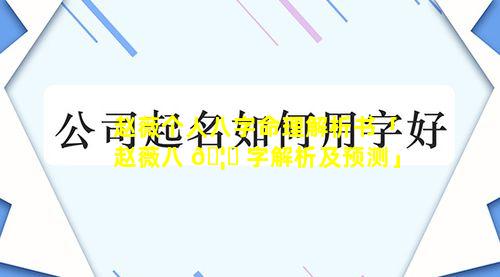 赵薇个人八字命理解析书「赵薇八 🦉 字解析及预测」